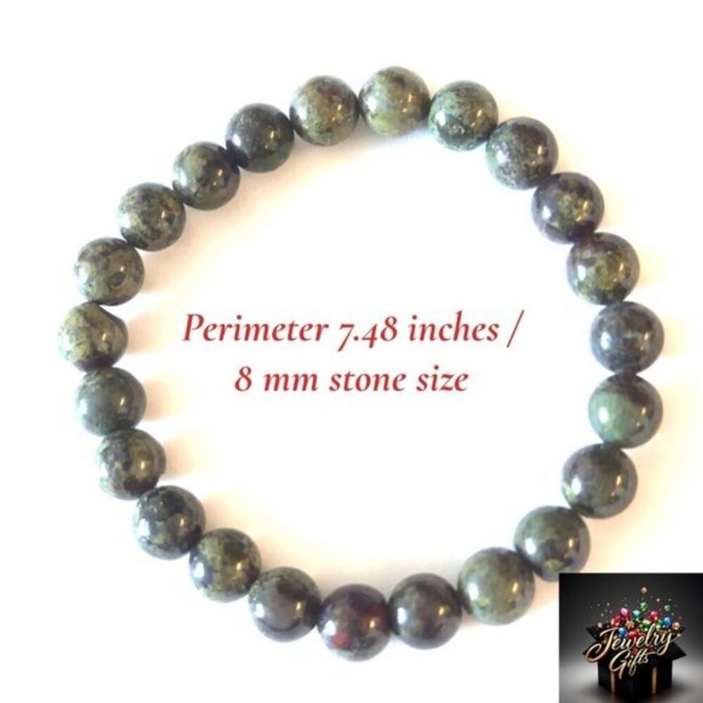 Dragon Blood Jasper 8mm Beaded Bracelet 7.48 Inch - Picture 9 of 11